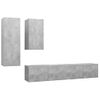 Set 4 Uds Muebles Tv | Mueble De Salón | Armario Tv Madera Ingeniería Gris Hormigón Cfw789640