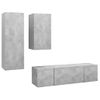 Set 4 Uds Muebles Tv | Mueble De Salón | Armario Tv Madera Ingeniería Gris Hormigón Cfw789644