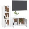 Set De 2 Uds Muebles Tv | Mueble De Salón | Armario Tv Madera Contrachapada Blanco Brillo Cfw788757