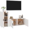 Set De 2 Uds Muebles Tv | Mueble De Salón | Armario Tv Madera Contrachapada Blanco Brillo Cfw788760