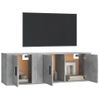 Set De 2 Uds Muebles Tv | Mueble De Salón | Armario Tv Madera Contrachapada Gris Hormigón Cfw788769