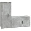 Set De 2 Uds Muebles Tv | Mueble De Salón | Armario Tv Madera Contrachapada Gris Hormigón Cfw788773