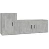 Set De 2 Uds Muebles Tv | Mueble De Salón | Armario Tv Madera Contrachapada Gris Hormigón Cfw788775