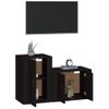 Set De 2 Uds Muebles Tv | Mueble De Salón | Armario Tv Madera Contrachapada Negro Cfw789085