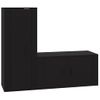 Set De 2 Uds Muebles Tv | Mueble De Salón | Armario Tv Madera Contrachapada Negro Cfw789091