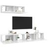 Set De 3 Uds Muebles Tv | Mueble De Salón | Armario Tv Madera Ingeniería Blanco Brillo Cfw788561