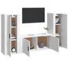 Set De 3 Uds Muebles Tv | Mueble De Salón | Armario Tv Madera Contrachapada Blanco Cfw788795