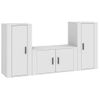 Set De 3 Uds Muebles Tv | Mueble De Salón | Armario Tv Madera Contrachapada Blanco Cfw788799