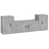 Set De 3 Uds Muebles Tv | Mueble De Salón | Armario Tv Madera Contrachapada Gris Hormigón Cfw788822