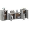 Set De 3 Uds Muebles Tv | Mueble De Salón | Armario Tv Madera Contrachapada Gris Hormigón Cfw788822