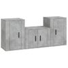 Set De 3 Uds Muebles Tv | Mueble De Salón | Armario Tv Madera Contrachapada Gris Hormigón Cfw788823