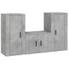 Set De 3 Uds Muebles Tv | Mueble De Salón | Armario Tv Madera Contrachapada Gris Hormigón Cfw788825