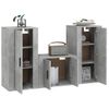 Set De 3 Uds Muebles Tv | Mueble De Salón | Armario Tv Madera Contrachapada Gris Hormigón Cfw788825