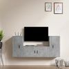 Set De 3 Uds Muebles Tv | Mueble De Salón | Armario Tv Madera Contrachapada Gris Hormigón Cfw788827