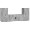 Set De 3 Uds Muebles Tv | Mueble De Salón | Armario Tv Madera Contrachapada Gris Hormigón Cfw788827