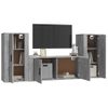 Set De 3 Uds Muebles Tv | Mueble De Salón | Armario Tv Madera Contrachapada Gris Hormigón Cfw788827