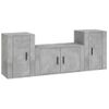 Set De 3 Uds Muebles Tv | Mueble De Salón | Armario Tv Madera Contrachapada Gris Hormigón Cfw788828