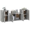 Set De 3 Uds Muebles Tv | Mueble De Salón | Armario Tv Madera Contrachapada Gris Hormigón Cfw788828