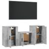 Set De 3 Uds Muebles Tv | Mueble De Salón | Armario Tv Madera Contrachapada Gris Hormigón Cfw788830