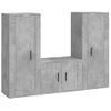 Set De 3 Uds Muebles Tv | Mueble De Salón | Armario Tv Madera Contrachapada Gris Hormigón Cfw788831