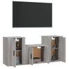 Set De 3 Uds Muebles Tv | Mueble De Salón | Armario Tv Madera Contrachapada Gris Sonoma Cfw789113