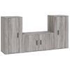 Set De 3 Uds Muebles Tv | Mueble De Salón | Armario Tv Madera Contrachapada Gris Sonoma Cfw789123