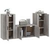 Set De 3 Uds Muebles Tv | Mueble De Salón | Armario Tv Madera Contrachapada Gris Sonoma Cfw789123