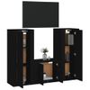 Set De 3 Uds Muebles Tv | Mueble De Salón | Armario Tv Madera Contrachapada Negro Cfw789127