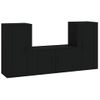 Set De 3 Uds Muebles Tv | Mueble De Salón | Armario Tv Madera Contrachapada Negro Cfw789131