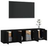 Set De 3 Uds Muebles Tv | Mueble De Salón | Armario Tv Madera Contrachapada Negro Cfw789134