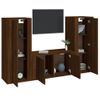 Set De 3 Uds Muebles Tv | Mueble De Salón | Armario Tv Madera Contrachapada Roble Marrón Cfw789140