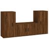 Set De 3 Uds Muebles Tv | Mueble De Salón | Armario Tv Madera Contrachapada Roble Marrón Cfw789148