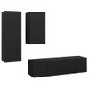 Set De 4 Uds Muebles Tv | Mueble De Salón | Armario Tv Madera Ingeniería Negro Cfw788667