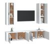 Set De 4 Uds Muebles Tv | Mueble De Salón | Armario Tv Madera Contrachapada Blanco Cfw789169