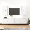 Set De 4 Uds Muebles Tv | Mueble De Salón | Armario Tv Madera Contrachapada Blanco Cfw789174