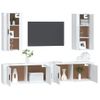 Set De 4 Uds Muebles Tv | Mueble De Salón | Armario Tv Madera Contrachapada Blanco Cfw789174