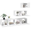 Set De 4 Uds Muebles Tv | Mueble De Salón | Armario Tv Madera Contrachapada Blanco Cfw789177