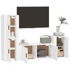 Set De 4 Uds Muebles Tv | Mueble De Salón | Armario Tv Madera Contrachapada Blanco Cfw789181