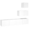 Set De 4 Uds Muebles Tv | Mueble De Salón | Armario Tv Madera Contrachapada Blanco Brillo Cfw788852