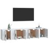 Set De 4 Uds Muebles Tv | Mueble De Salón | Armario Tv Madera Contrachapada Blanco Brillo Cfw788854