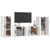 Set De 4 Uds Muebles Tv | Mueble De Salón | Armario Tv Madera Contrachapada Blanco Brillo Cfw788863