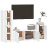 Set De 4 Uds Muebles Tv | Mueble De Salón | Armario Tv Madera Contrachapada Blanco Brillo Cfw788864