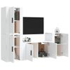 Set De 4 Uds Muebles Tv | Mueble De Salón | Armario Tv Madera Contrachapada Blanco Brillo Cfw788868