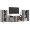 Set De 4 Uds Muebles Tv | Mueble De Salón | Armario Tv Madera Contrachapada Gris Hormigón Cfw788869