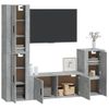 Set De 4 Uds Muebles Tv | Mueble De Salón | Armario Tv Madera Contrachapada Gris Hormigón Cfw788870