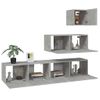 Set De 4 Uds Muebles Tv | Mueble De Salón | Armario Tv Madera Contrachapada Gris Hormigón Cfw788873