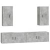 Set De 4 Uds Muebles Tv | Mueble De Salón | Armario Tv Madera Contrachapada Gris Hormigón Cfw788876