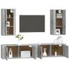 Set De 4 Uds Muebles Tv | Mueble De Salón | Armario Tv Madera Contrachapada Gris Hormigón Cfw788876