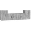 Set De 4 Uds Muebles Tv | Mueble De Salón | Armario Tv Madera Contrachapada Gris Hormigón Cfw788883