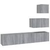 Set De 4 Uds Muebles Tv | Mueble De Salón | Armario Tv Madera Contrachapada Gris Sonoma Cfw789193